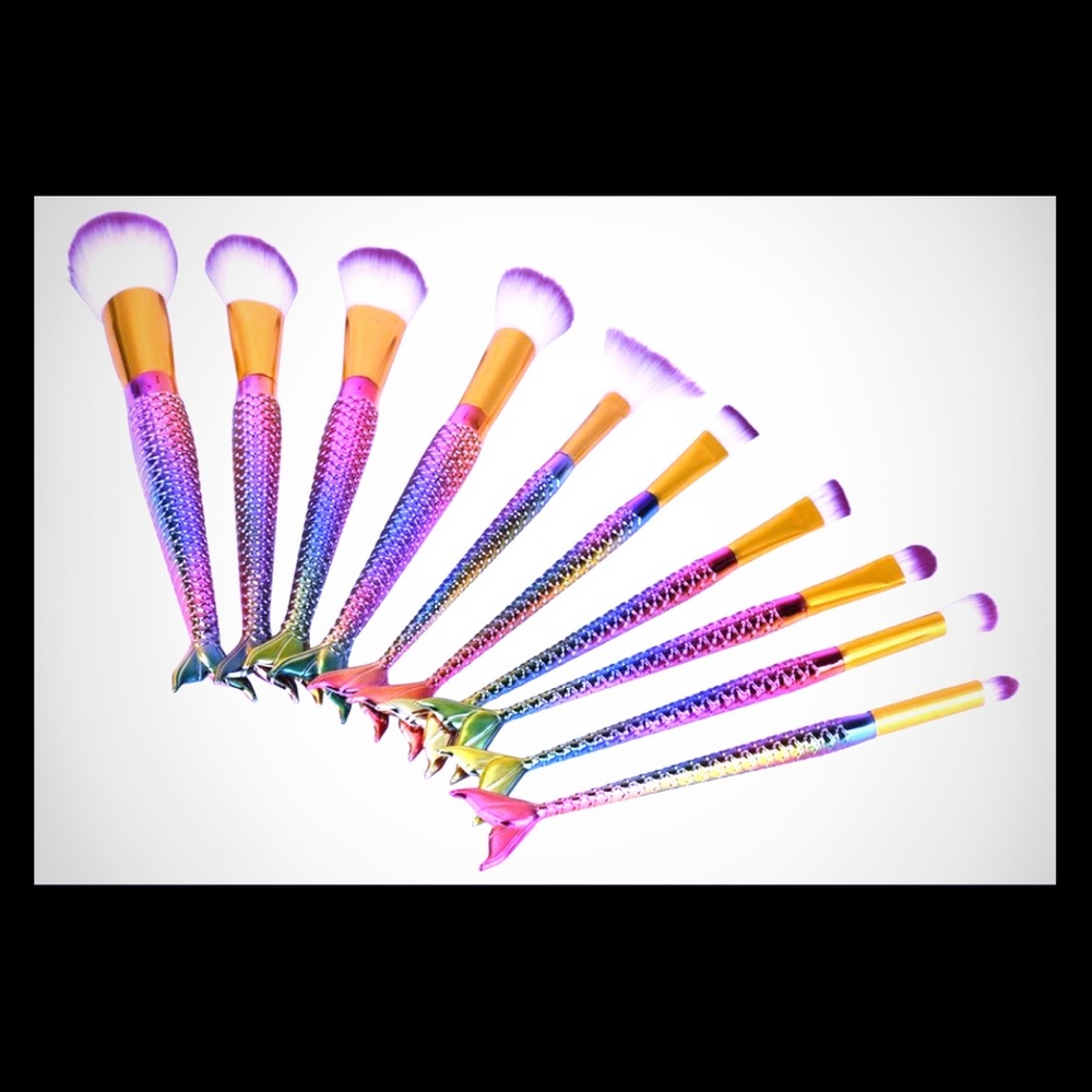 10 Piece Set Mermaid Makeup Brushes