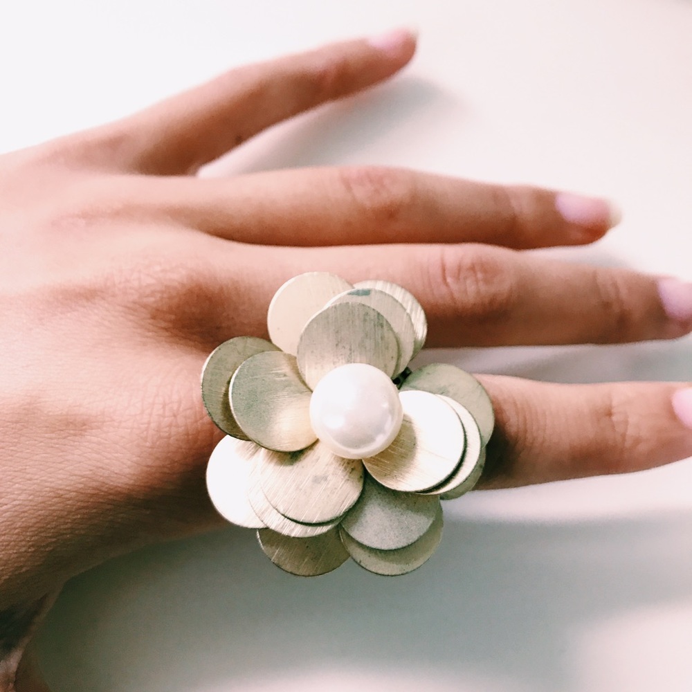 Rustic Gold Flower Statement Ring