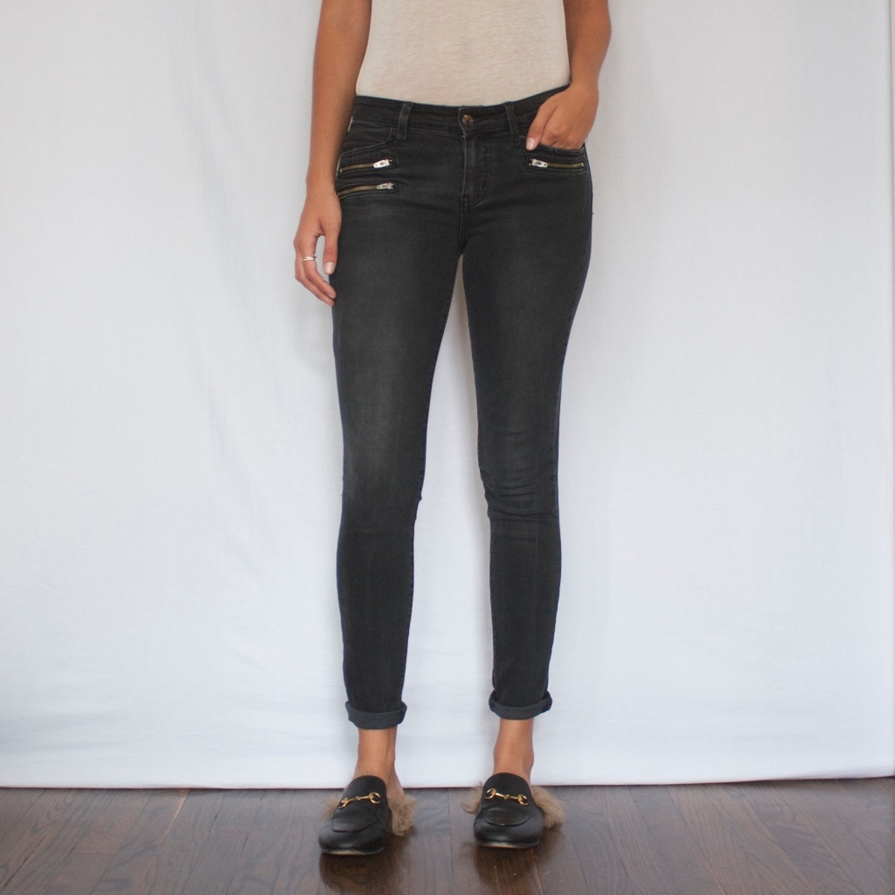Akira charcoal jeans with zippers
