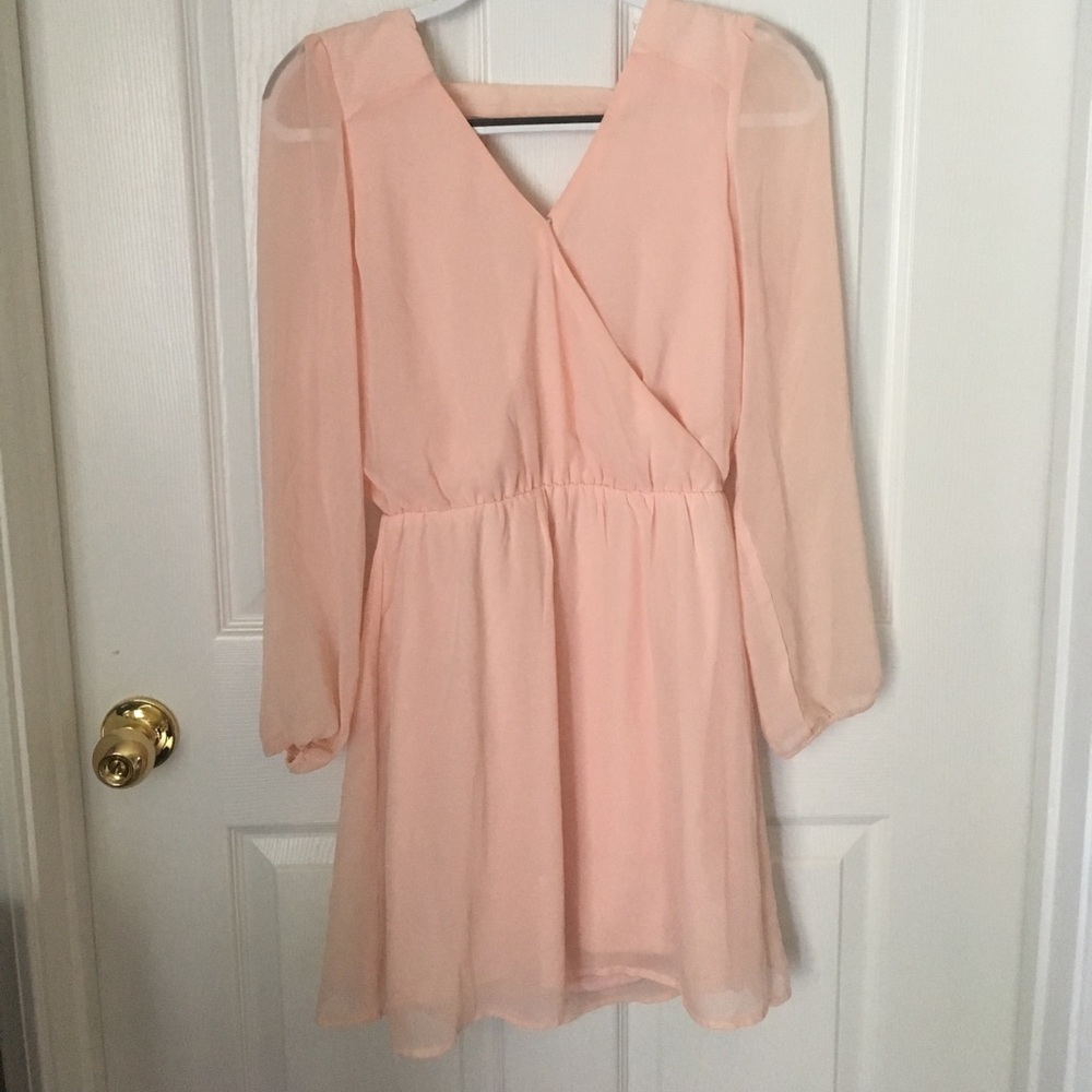 Long sleeve peach dress