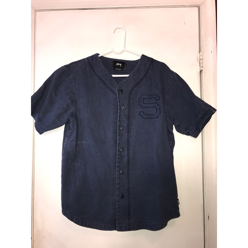 Stussy Baseball Shirt (Blue Button Up)