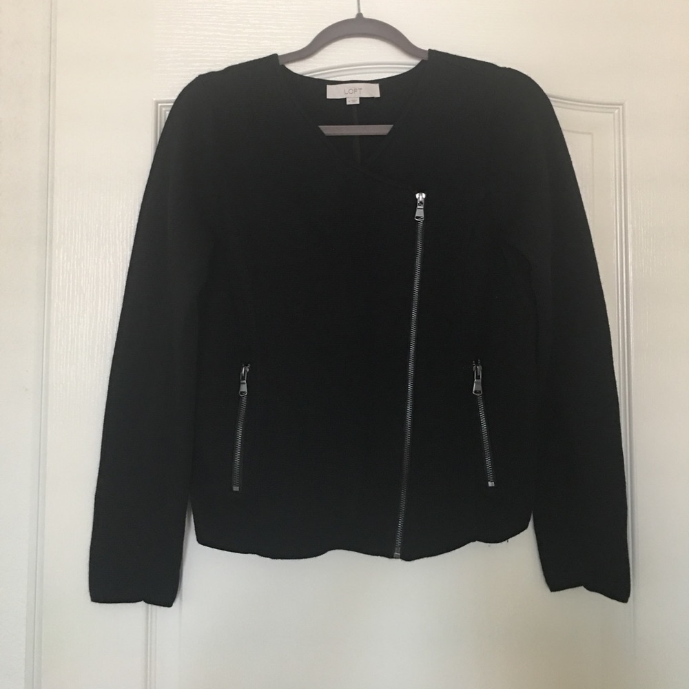 LOFT Knit Moto-Style Sweater-Jacket