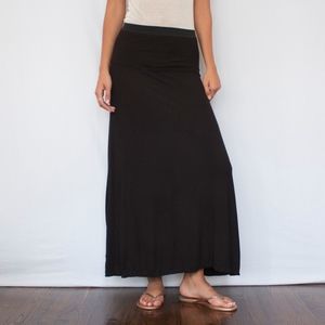 BCBG black ribbed cotton maxi skirt