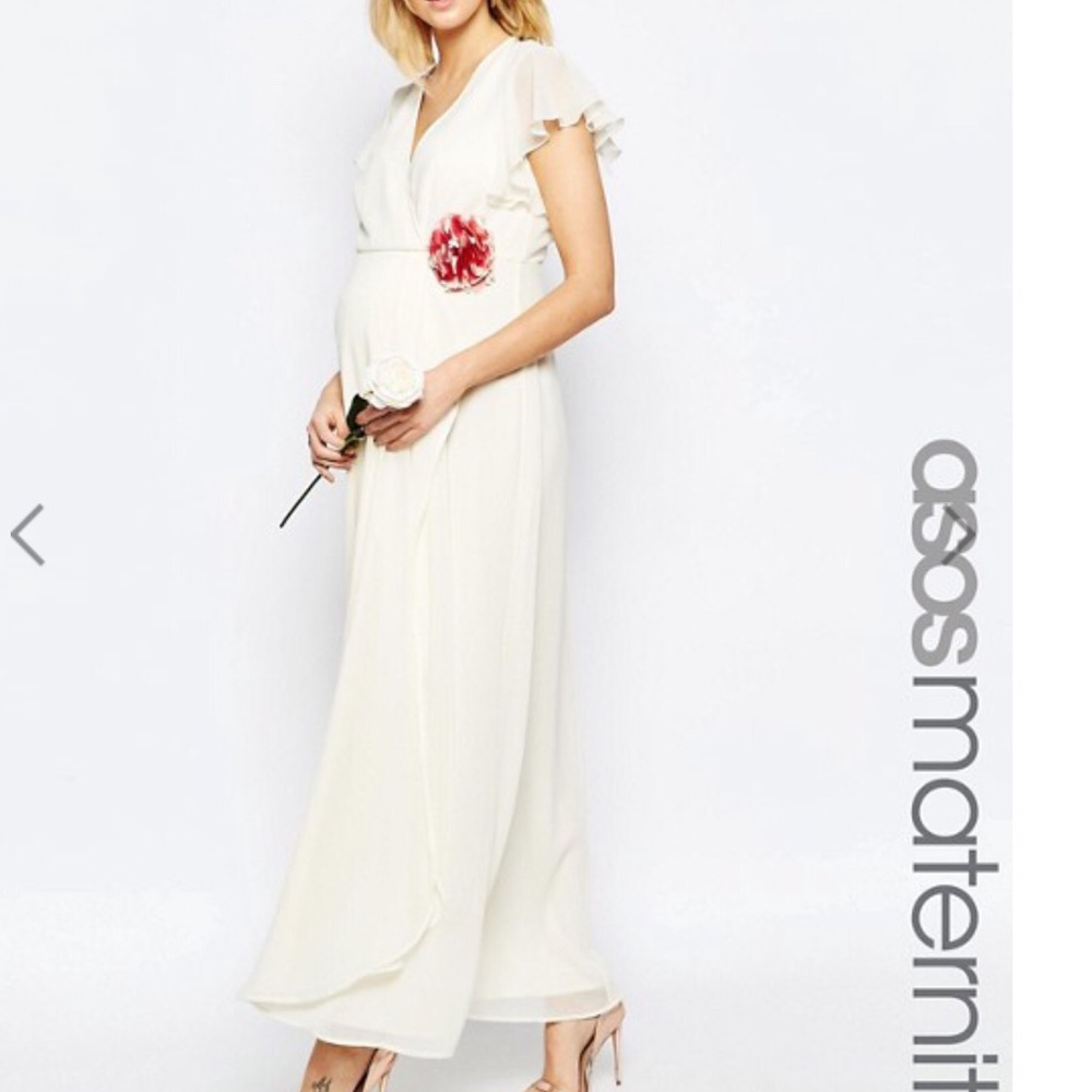 ASOS cream maternity wedding formal maxi dress NWT