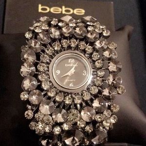 Bebe gunmetal rhinestone bracelet watch ⌚️