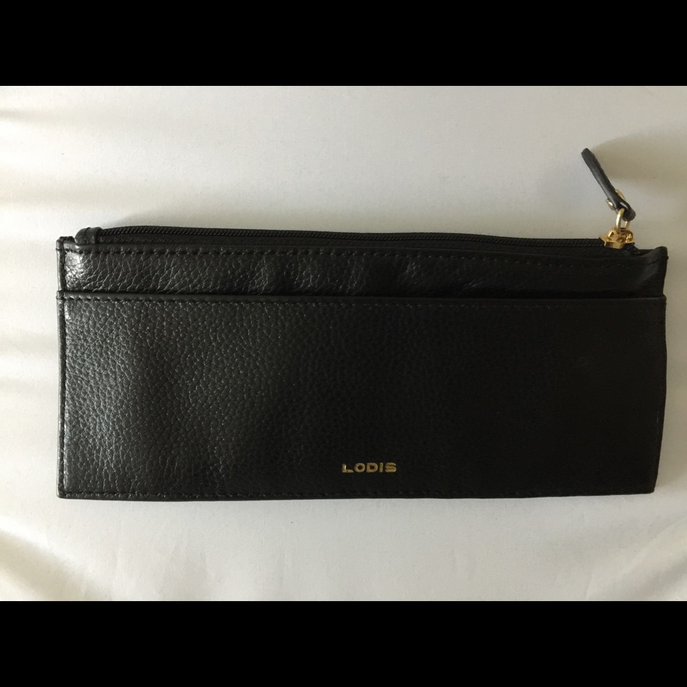 NEW LODIS BLACK SLIM LEATHER CREDIT CARD CASE