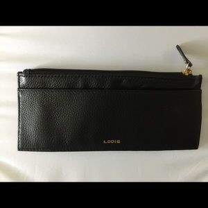 NEW LODIS BLACK SLIM LEATHER CREDIT CARD CASE