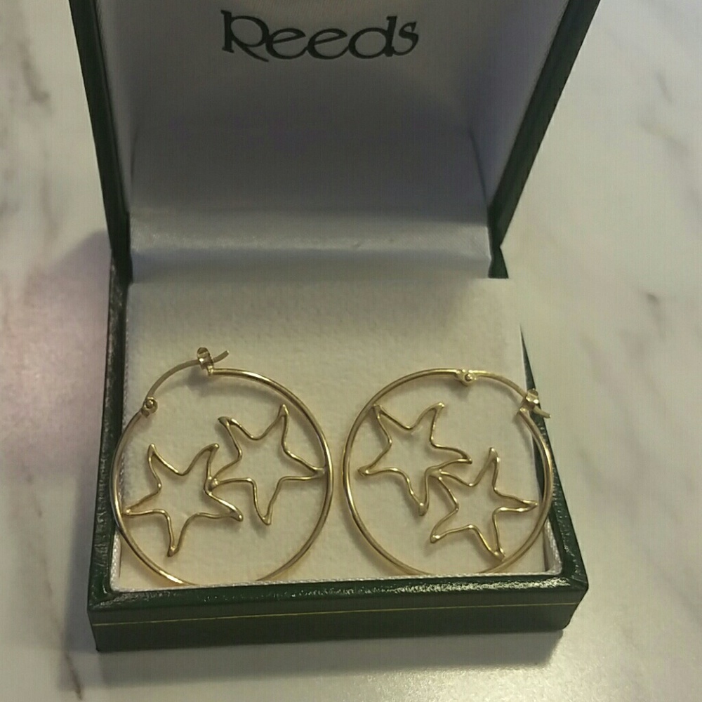 24kt Gold Starfish Hoop Earrings