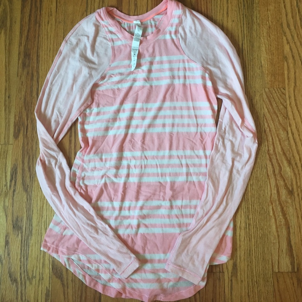 Pink and white lululemon shirt