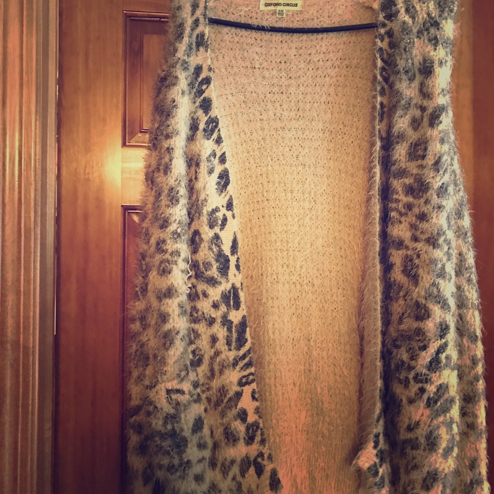 leopard Print Cardigan sweater size small