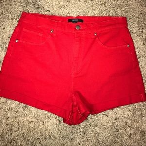Red high waisted shorts