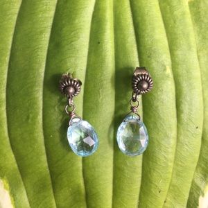 Aquamarine crystal post pendants