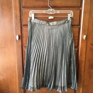 Club Monaco Metallic Pleated Below the Knee Skirt