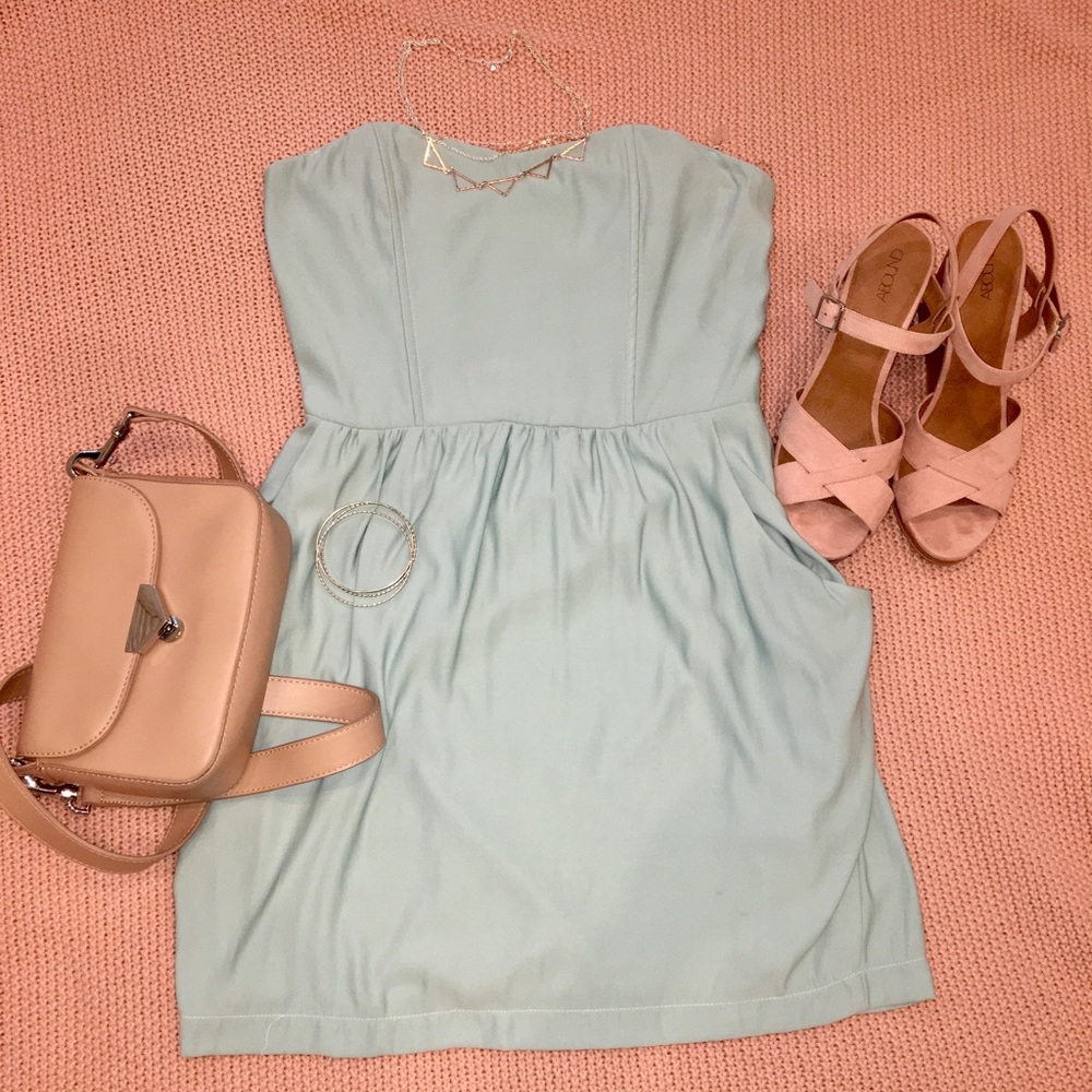 Light Blue Strapless Dress