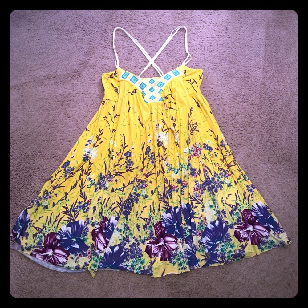 Unique Free People cross strap floral dress