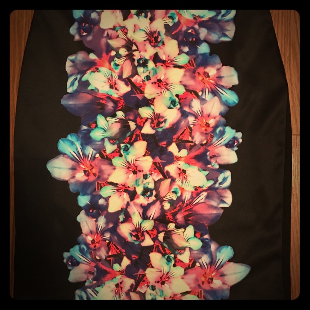 Express Black/Floral Skirt
