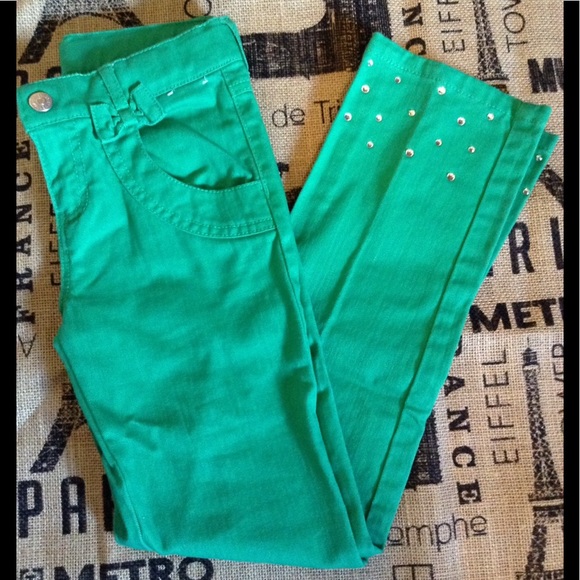 NWOT, Gymboree Jean w Jewels/Bow Details. Green, 8 - Picture 1 of 4
