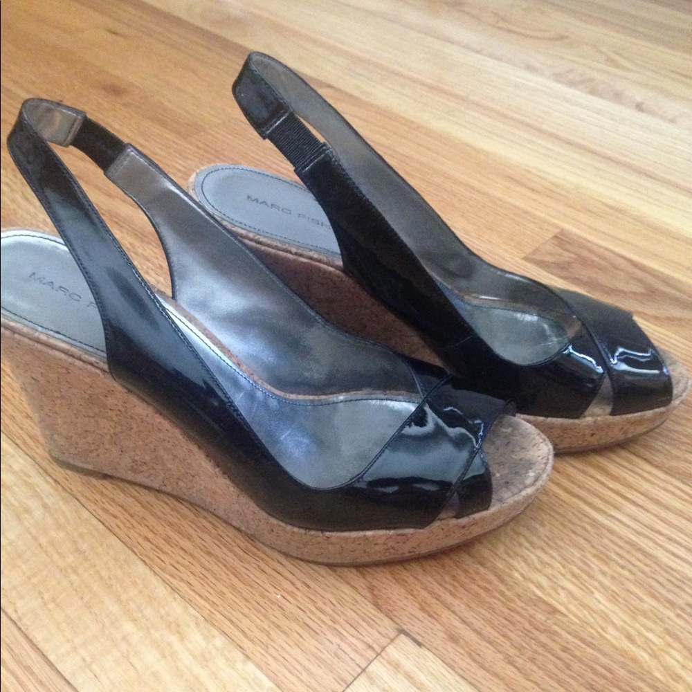 Marc Fisher Black Patent Wedges