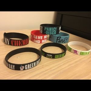 MCR, Green Day, FOB & P!ATD Rubber bracelet bundle