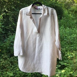 Vineyard Vines | Cream Pinstripe Linen Tunic