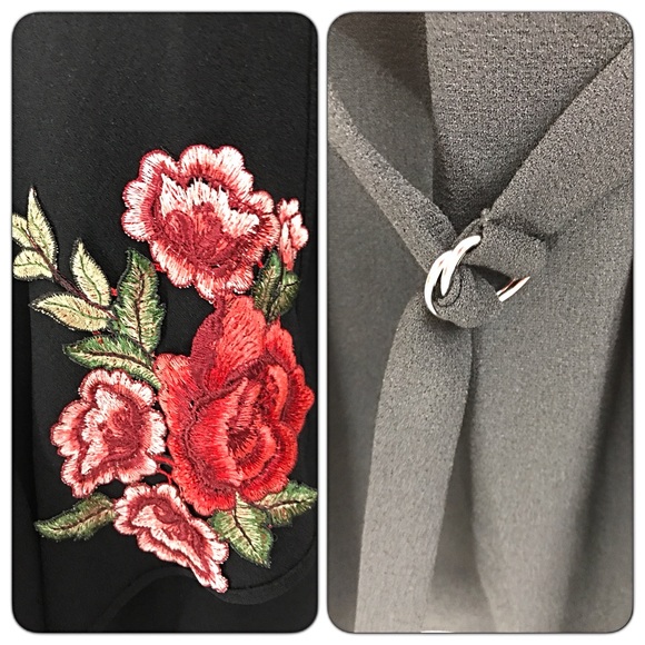 ❣️LAST❣️Embroidered Rose Patch Draped Blazer Sold - Picture 3 of 5