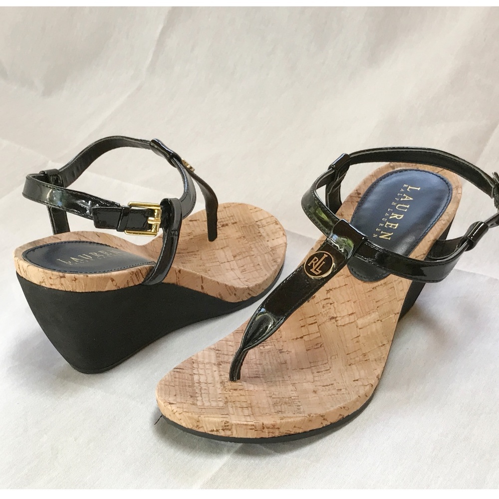 Lauren Black and Tan Sandals by Ralph Lauren