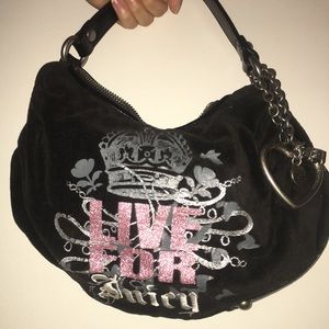 {Juicy Couture} Black Velour Small Hobo Purse