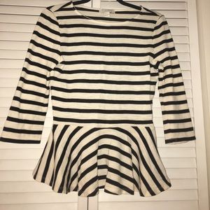 Black & white striped peplum top