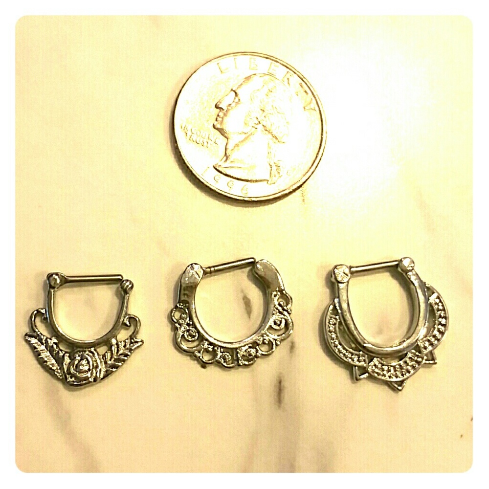 NWOT Bundle of 3 Silver Septum Rings