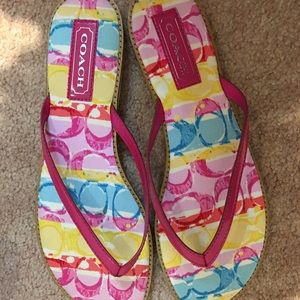 Coach Flip Flops. Size 10 Deep Pink