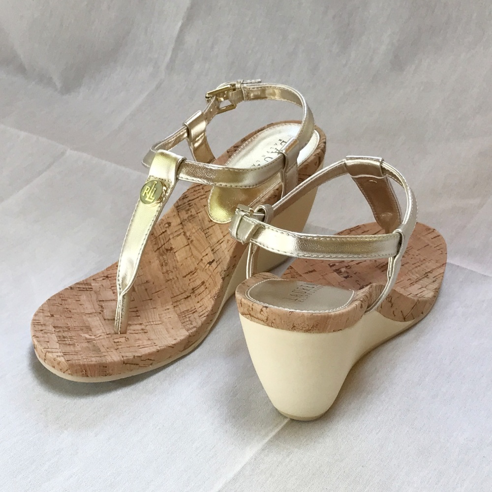 Lauren Gold and Tan Sandals by Ralph Lauren