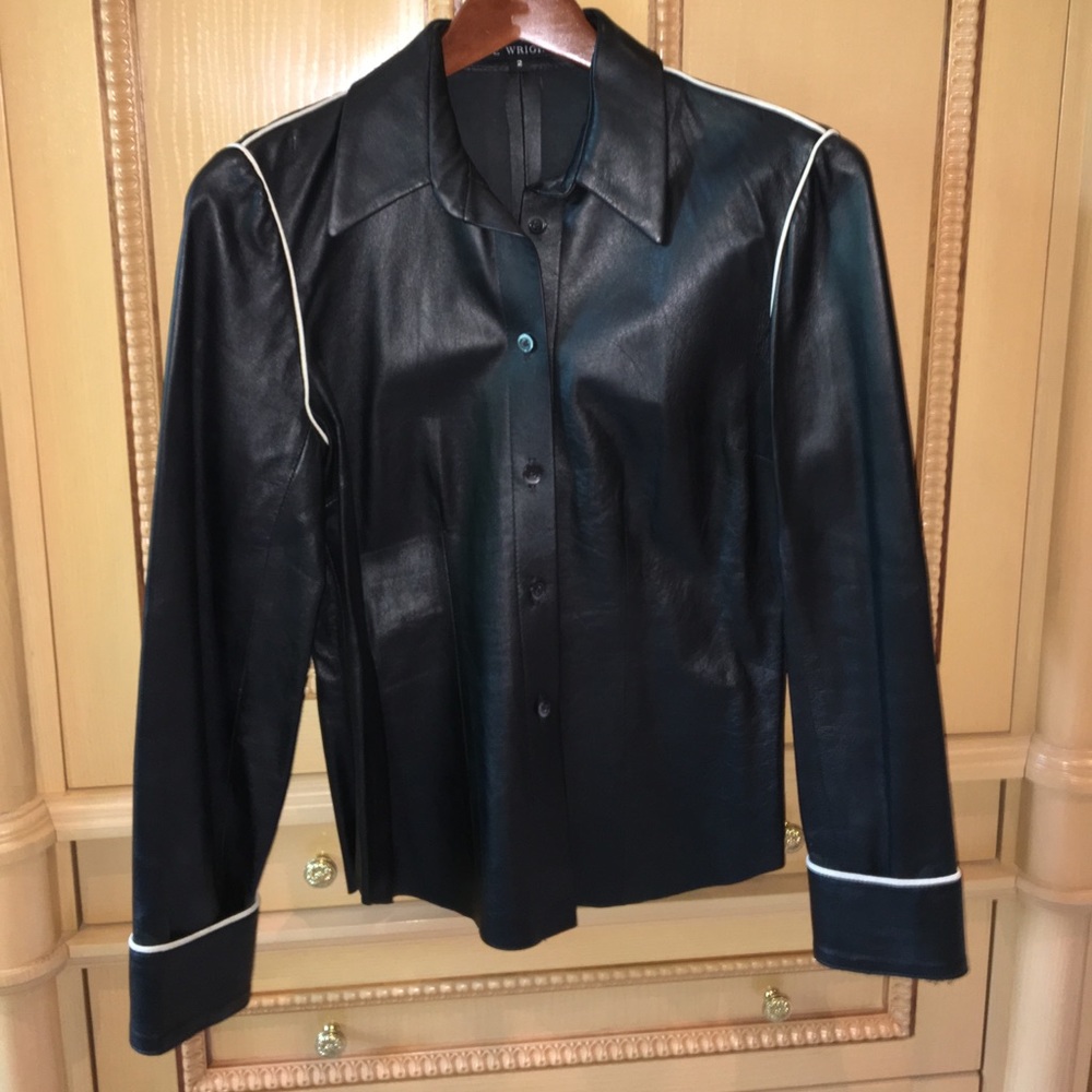 The Wrights leather button down