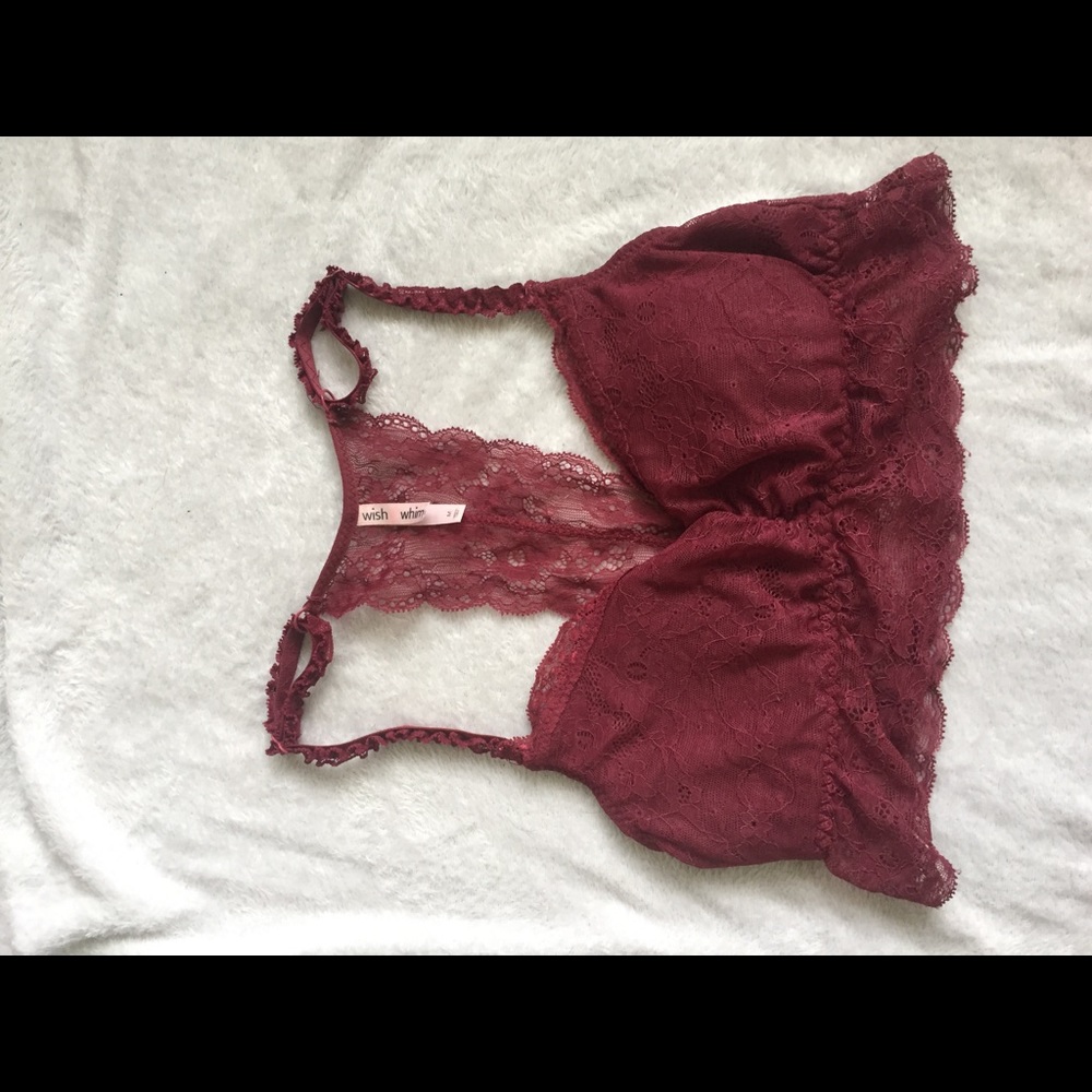 Burgundy lace bralette