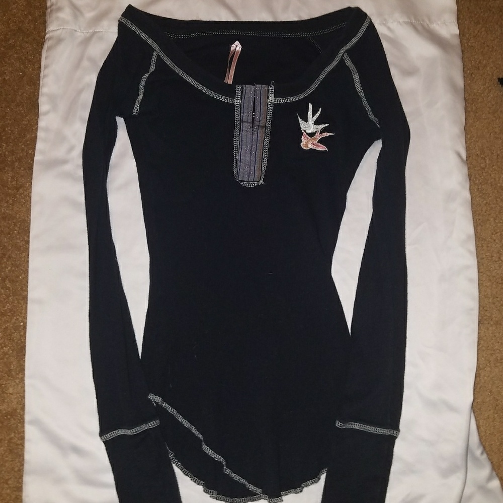 Free people Henley embroidered top