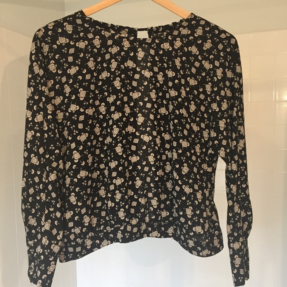 Open Back Floral Silky Blouse