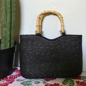 Vintage black wicker bag