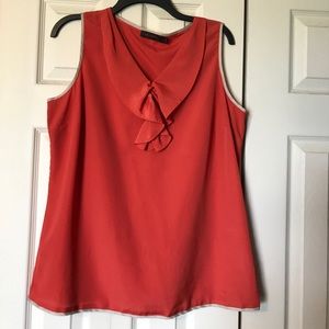 Camisole, orange w tan trim, size large