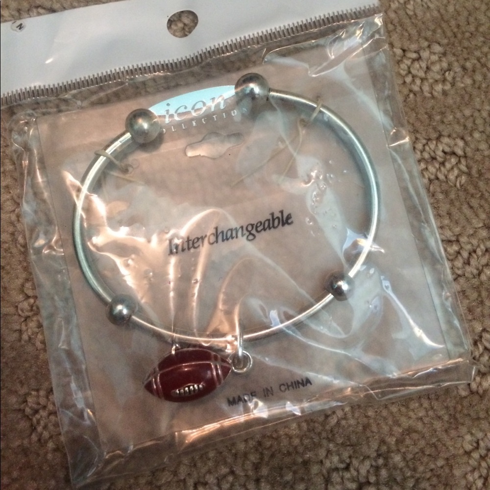 Silver football charm bracelet