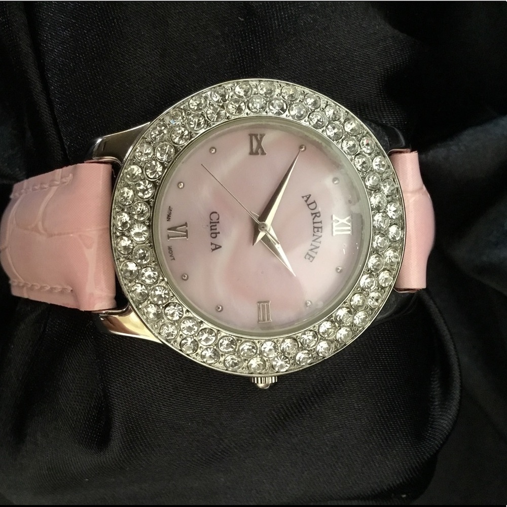 Adrienne Arpel Pink Leather Band Watch