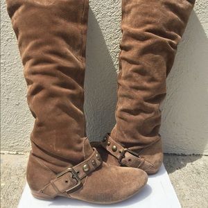 Brown knee high boots