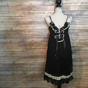 Black Ruffled front dress