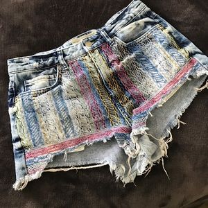 Embroidered Topshop Jean Shorts
