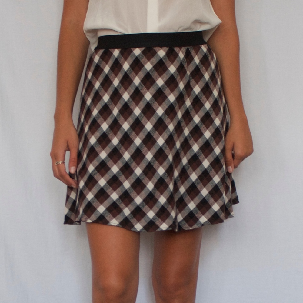 Olcott brown black and cream flannel skirt
