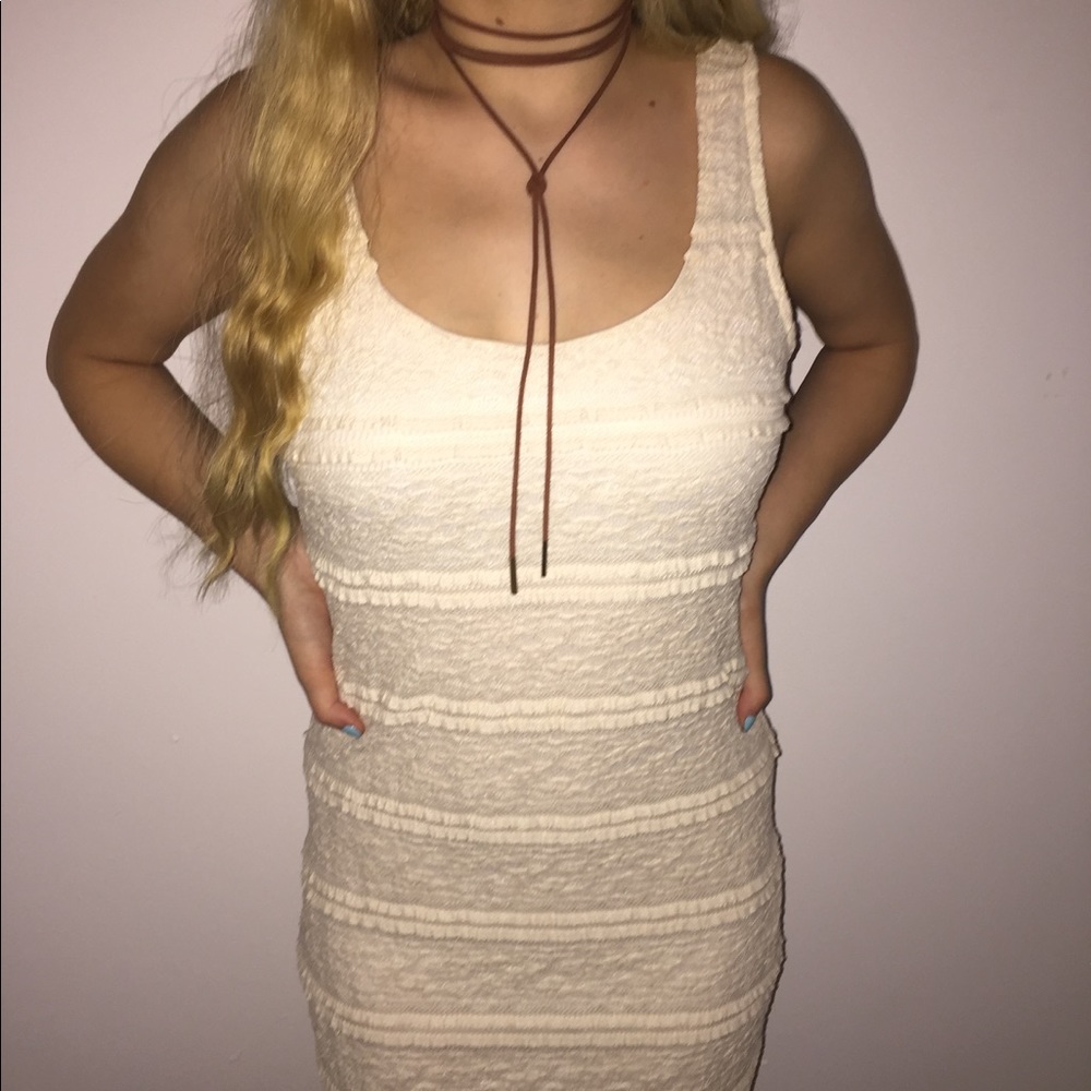 Form fitting cream dress