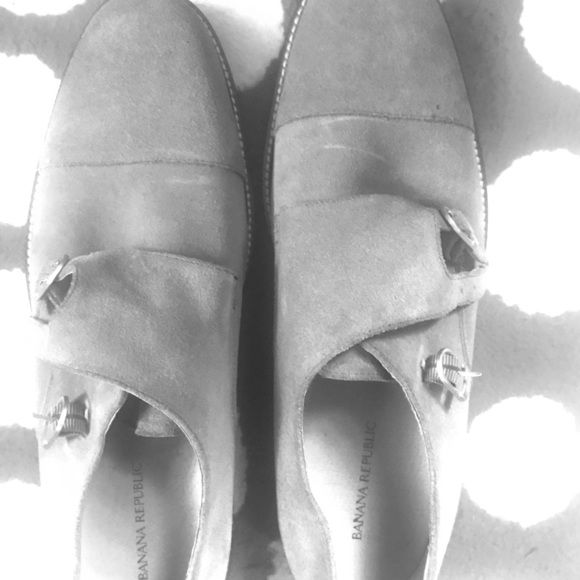 Banana republic grey suede monk strap shoes