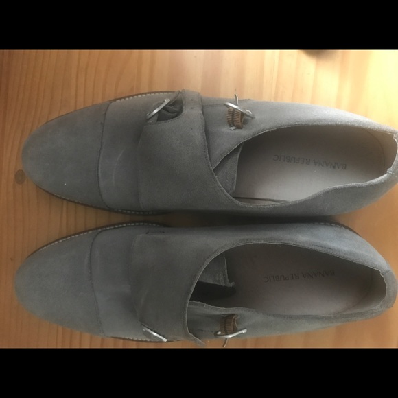 Banana republic grey suede monk strap shoes