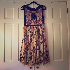 Silk colorful cocktail dress, size 2