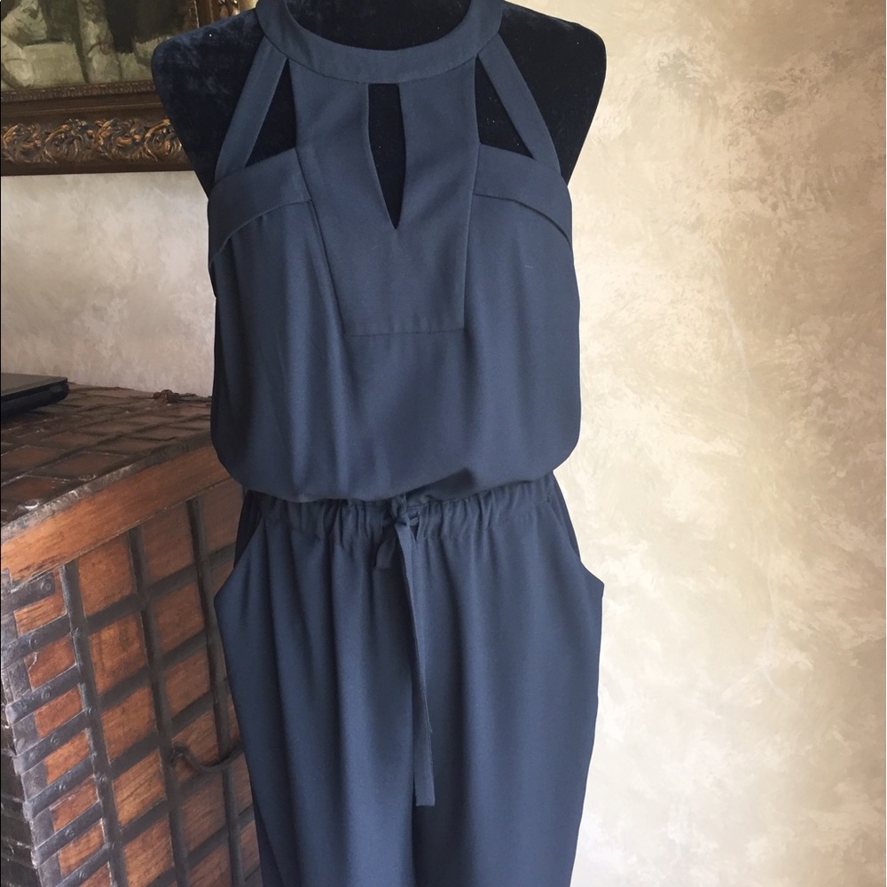 Cache black cutout sleeveless jumpsuit