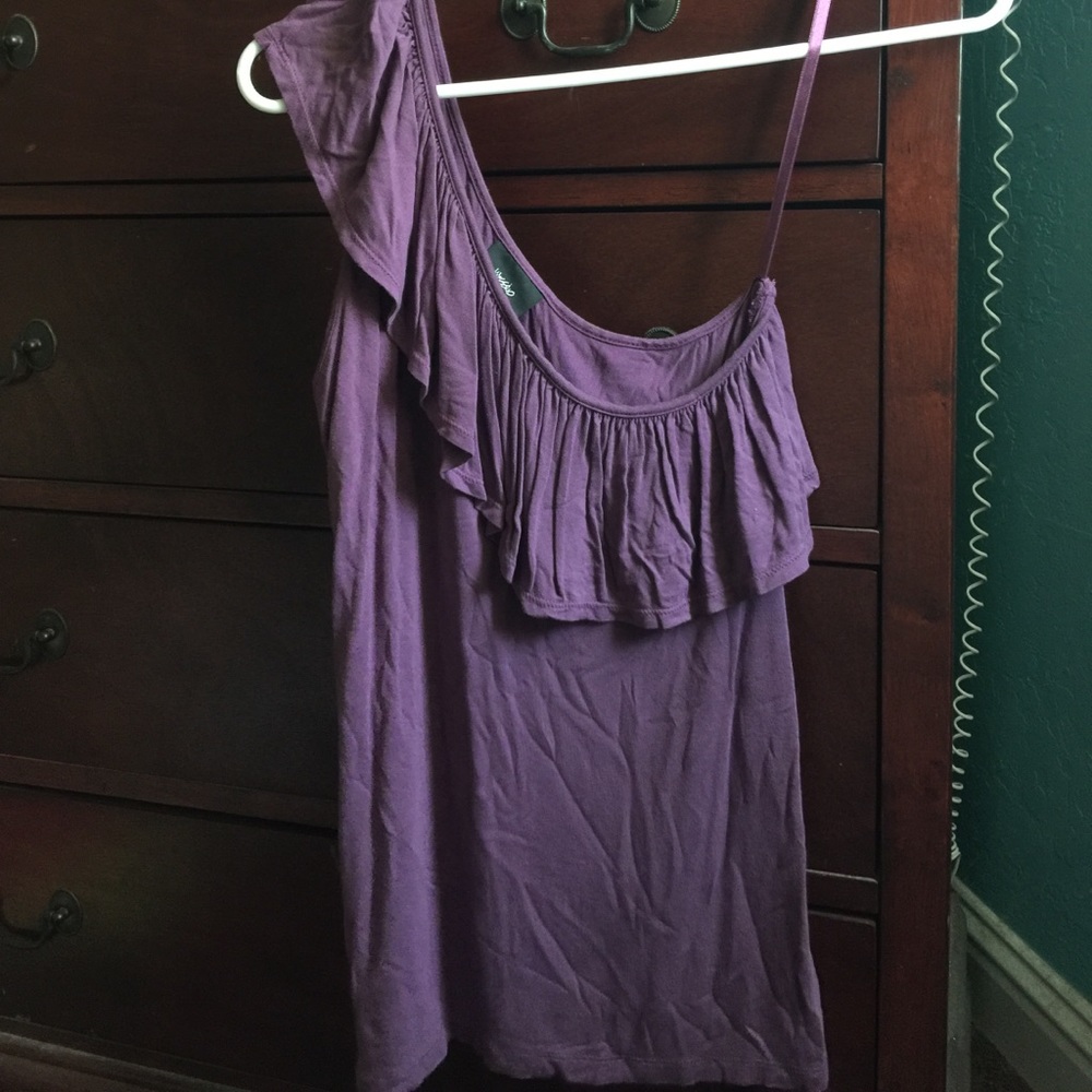 One shoulder cute purple top