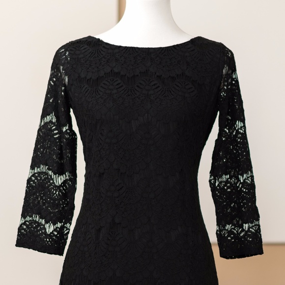 VINCE CAMUTO Black Sheath Floral Lace Dress - Picture 3 of 3
